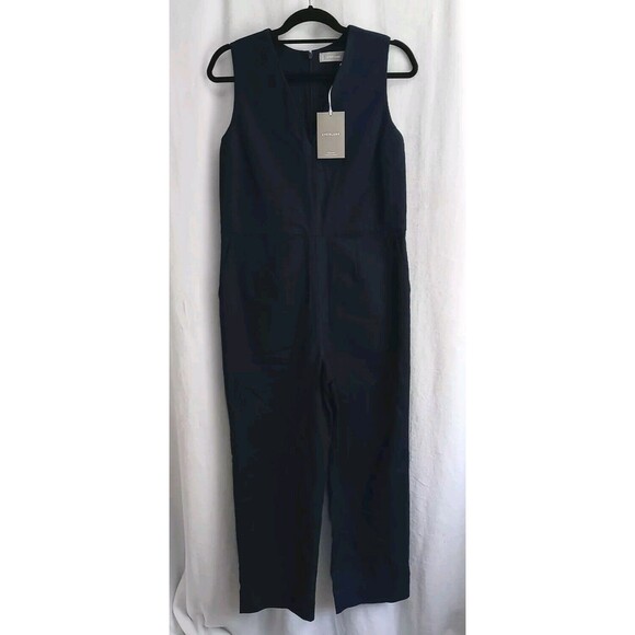 Everlane Structured Cotton Jumpsuit Sleeveless Cropped Straight Leg Size 4 NWT - Picture 3 of 12